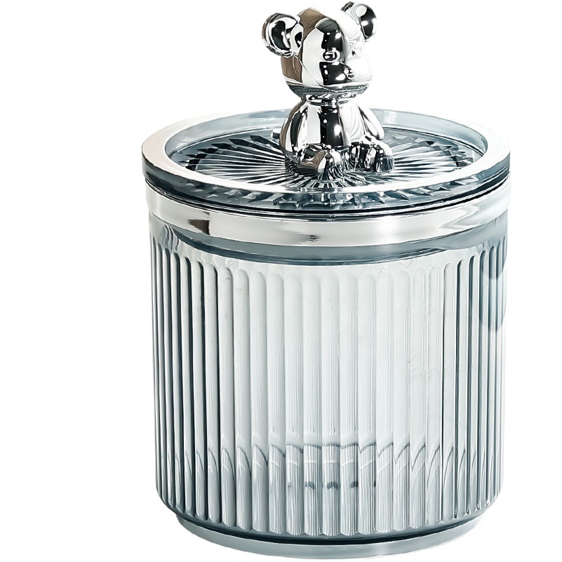 Caja de almacenamiento de hisopo de algodón tocador de escritorio para el hogar tubo de acrílico de plástico transparente a prueba de polvo con tapa Luz Portátil de lujo de alta gama