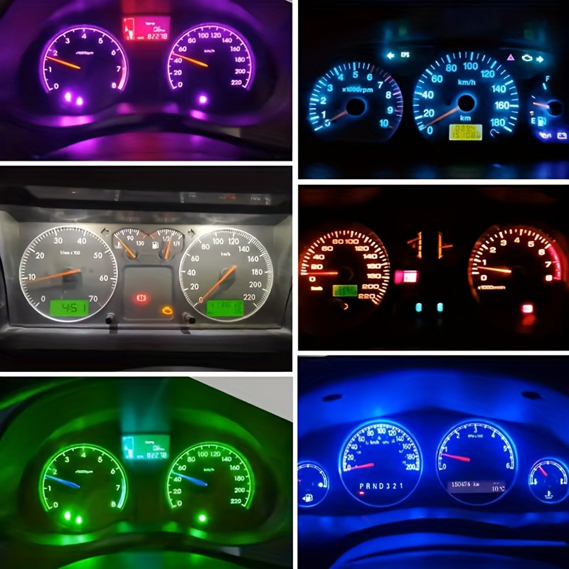 10Pcs Car Led Instrument Lights with Lamp Holder T5Cob Diffused Light 1Smd Indicator Light Gear Shift Headlight Rearview Mirror Light