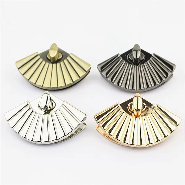 Luggage handbag hardware accessories fan-shaped bag lock/hardware lock buckle golden metal twist lock switch lock buckle