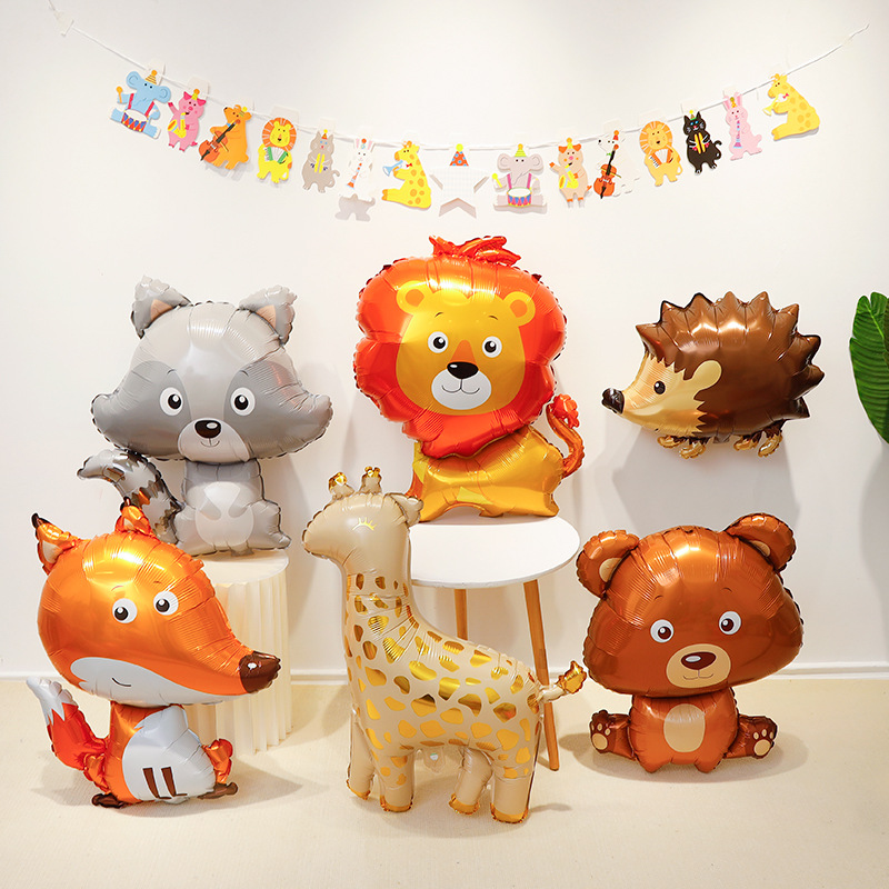 Decoración de cumpleaños para bebés con temática de regreso a clases, globos de animales de dibujos animados, diseño de fiesta infantil, sesión de fotos, jirafa, elefante