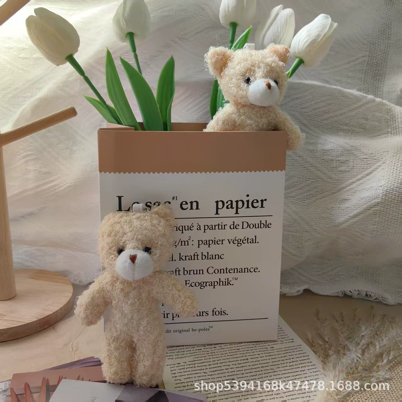 Милый плюшевый мишка-брелок с шарфом и сумкой, креативная кукла, оптовая продажа