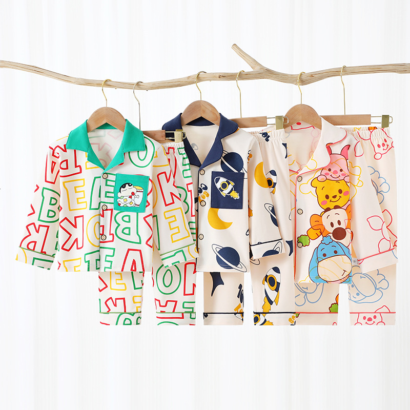 2025 New Children's Pajamas Spring Cute Bear Can Wear Pants Cartoon suit Class A Home Clothes for Boys and Girls