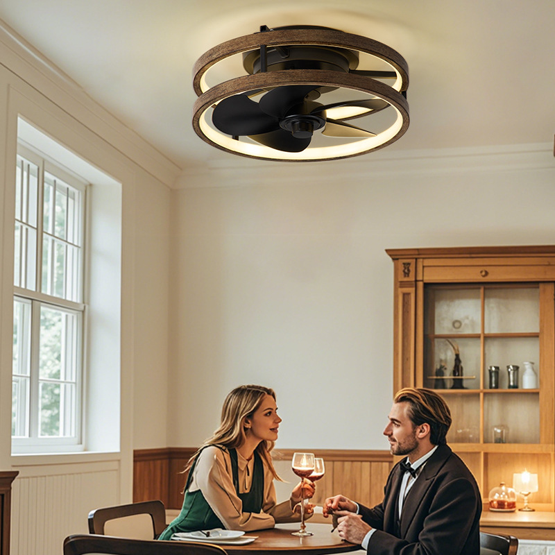 Ventilador de Techo con Luz LED 6 Velocidades, Hierro y ABS, Regulable y Silencioso con Control Remoto, para Dormitorio