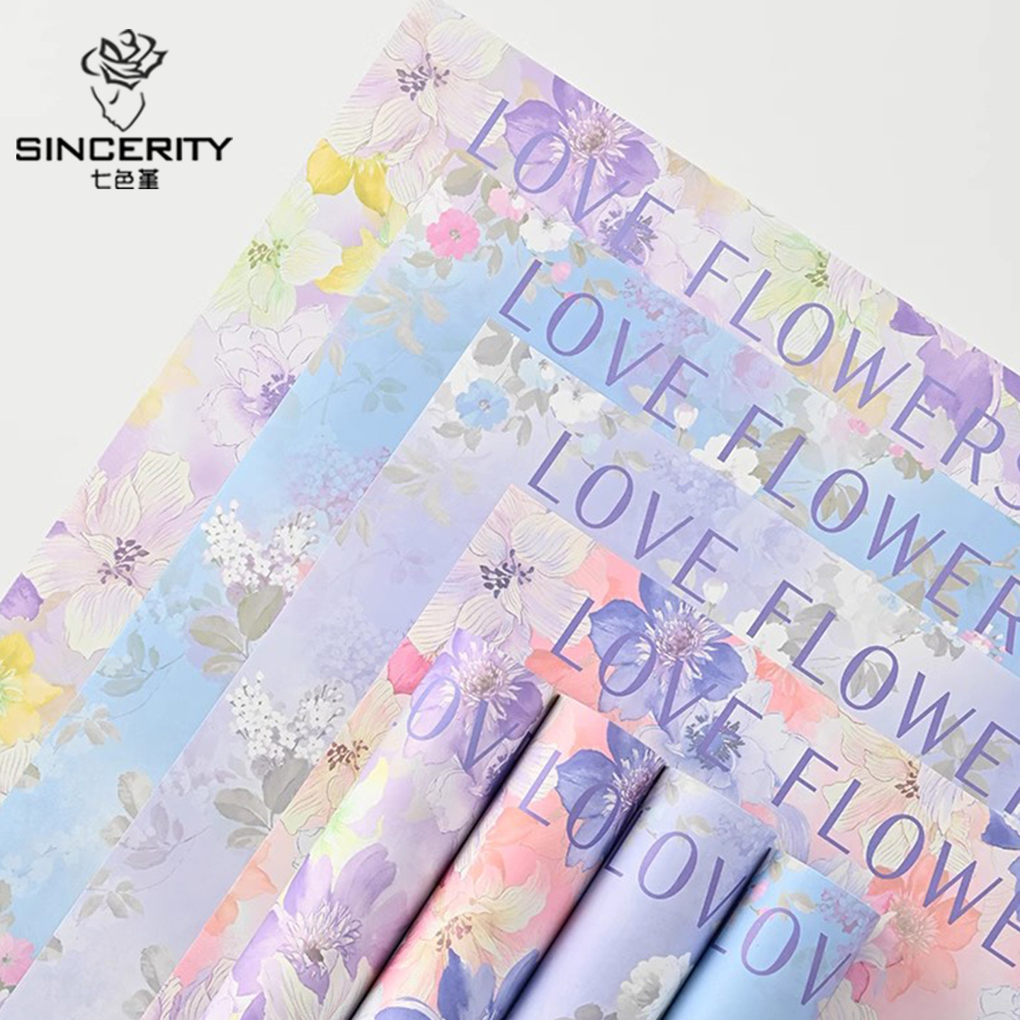 Papel de embalaje colorido estampado de pensamiento de siete colores nueva floristería arte fresco embalaje floral bricolaje floristería material de papel de embalaje