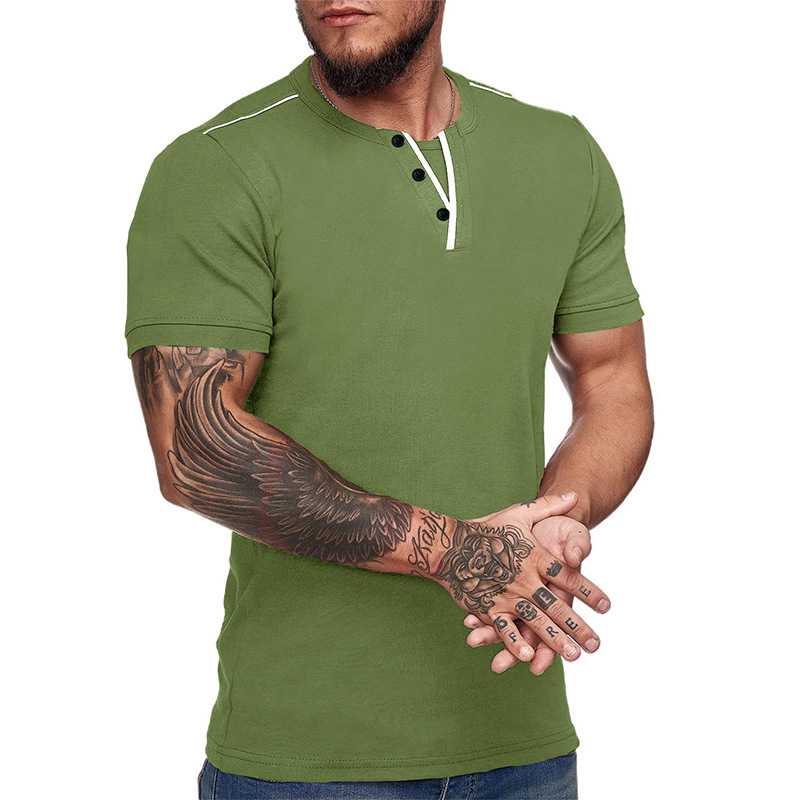 T-shirt uomo scollo a v maniche corte stile casual estivo_voghion.com