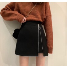 设计感小个子女生高腰显瘦a字裙2026秋冬季新款毛呢黑色ins女短裙