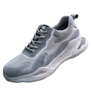 Factory Direct labor protection shoes men's and women's steel toe cap anti-smashing anti-puncture safety shoes suede leather mesh breathable work shoes
