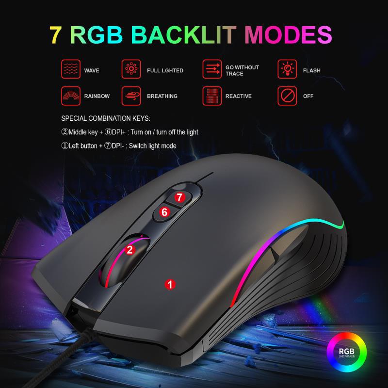 New 104-key RGB luminous mechanical keyboard and mouse set gaming mouse 6400dpi cross-border wholesale