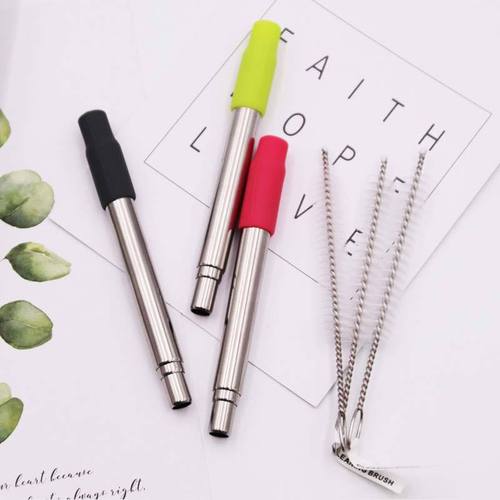 Silicone mouth 304 stainless steel telescopic straw box foldable straw portable straw Amazon cross-border e-commerce