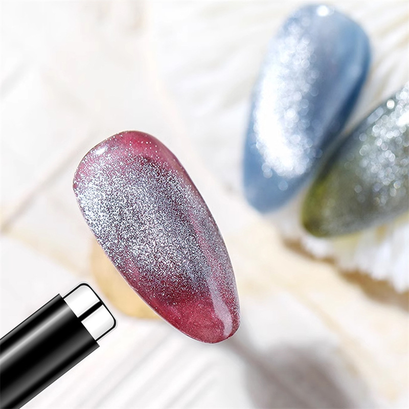 Nuevo tipo de manicura cilíndrica engrosada, imán de ojo de gato, funda de silicona, imán fuerte, imán resistente, absorción de caídas, piedra absorbente de hierro de luz ancha