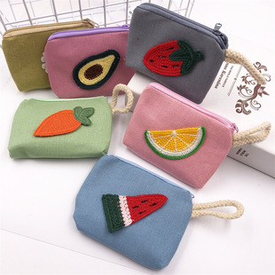 New Decal Fruit Girl Student Coin Bag Canvas Coin Purse Small Bag Gift 2 Yuan Store Supply