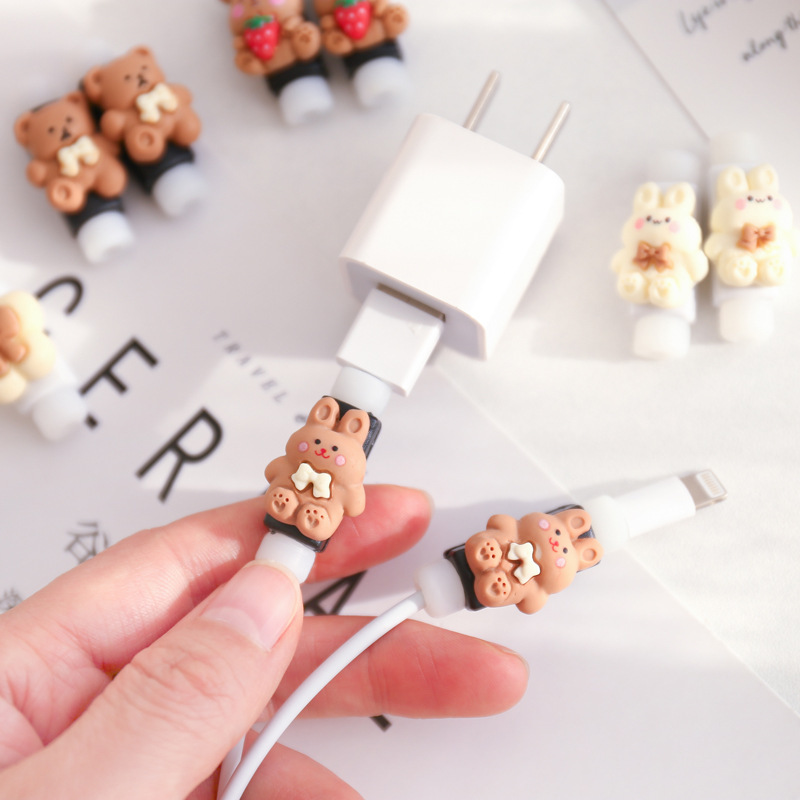 かわいい漫画のデータケーブル保護カバー、携帯電話充電ケーブル破損防止プロテクター、高価値ヘッドフォンケーブル保護ケース|undefined