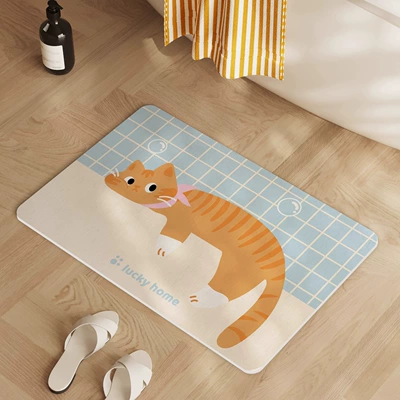 Door Absorbent Quick-Drying Carpet Bathroom – Avtomobil döşəmə paspasları - wall-climbing-little-orange-cat-square-white-background-396009cm