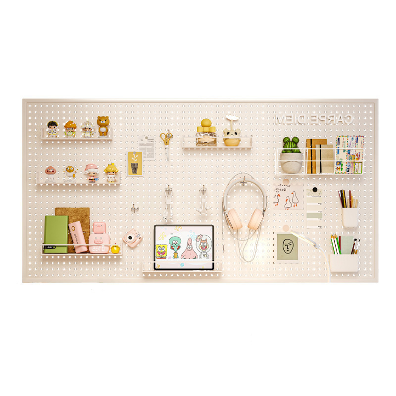 Tablero de agujeros Estante de pared Gancho para herramientas de horneado Estante de almacenamiento montado en la pared Boca decorada Tienda de postres Cocina de acero inoxidable