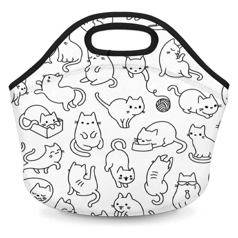 Customized Portable Lunch Box Bag for Office Workers, Neoprene Lunch Bag, Cross-Border Children's Lunch Insulated Bag, Student Tote Bag