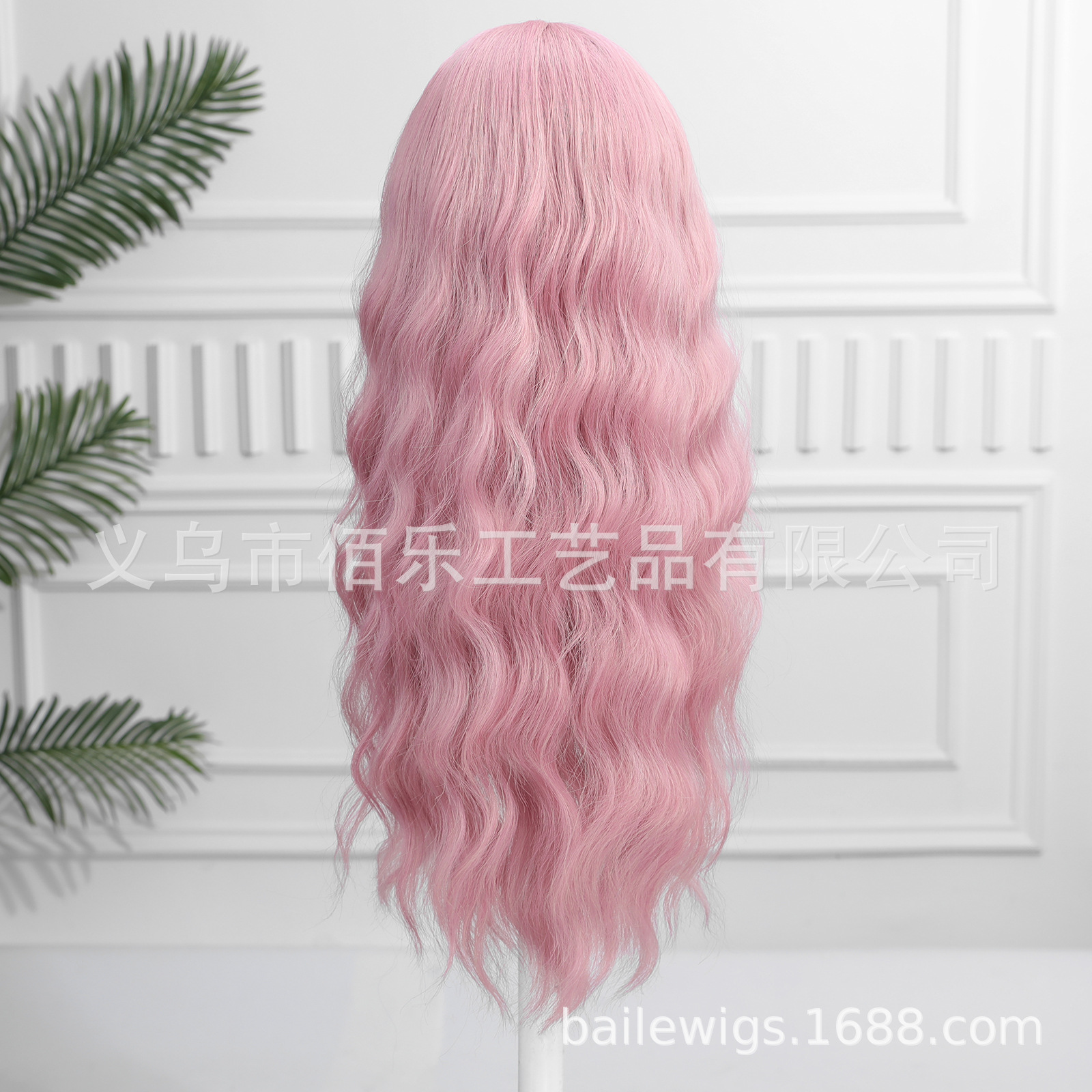 Transfronterizas pelucas rosa cabello largo rizado cabello de fibra química cabello de mujer al por mayor en stock