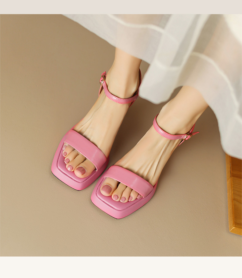 Women's Casual Elegant Solid Color Square Toe High Heel Sandals display picture 2