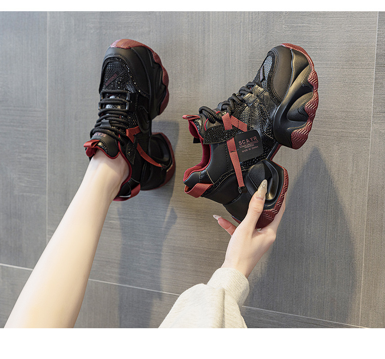 Giày sneaker nữ đế dày platform tăng chiều cao phong cách thể thao thời trang xuân hè 2026 — M2707 màu chì, M2707 màu be, M2707 màu đen chi tiết 12