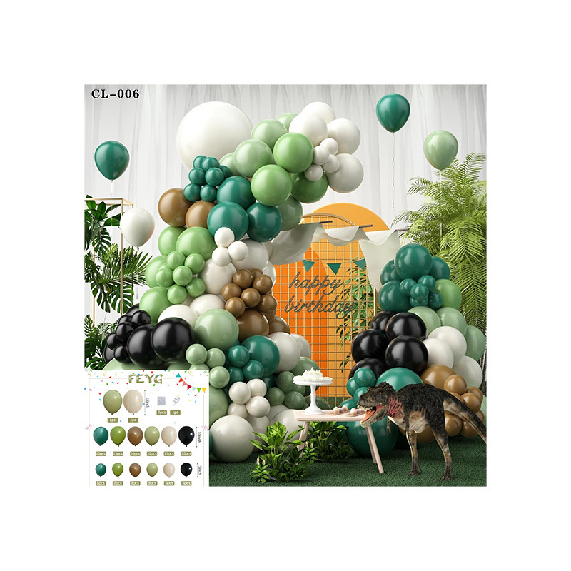 Cruz-frontera serie bosque bola verde cadena traje niños cumpleaños tema Fiesta decoración selva diseño globos