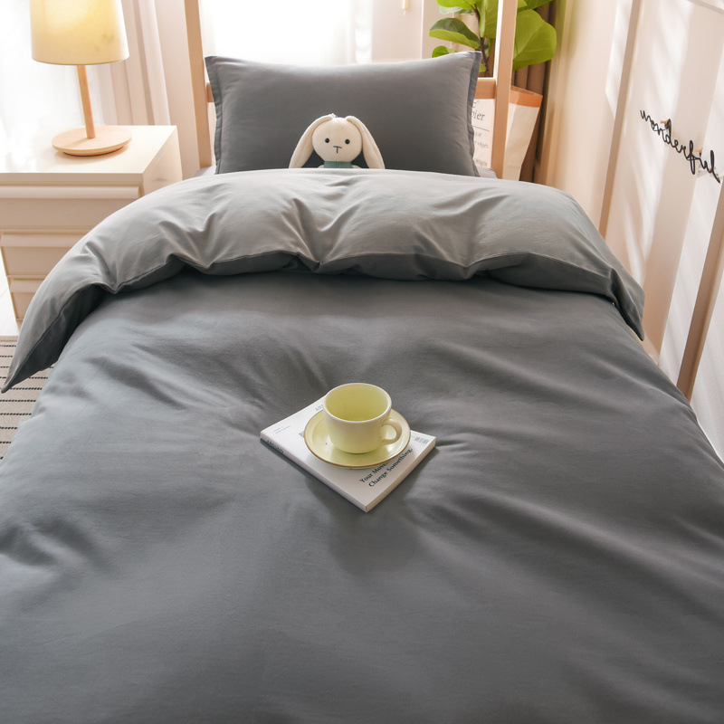Algodón engrosado y cepillado de tres piezas Algodón de cuatro piezas Dormitorio de estudiantes Estudiantes de secundaria Cama individual superior Funda de edredón