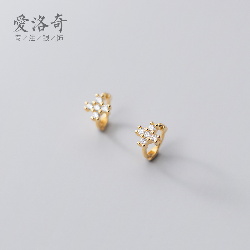 Eloch s925 plata cruz pendientes femeninas coreanas temperamento diamantes adornos de orejas personales dulces damas G7062
