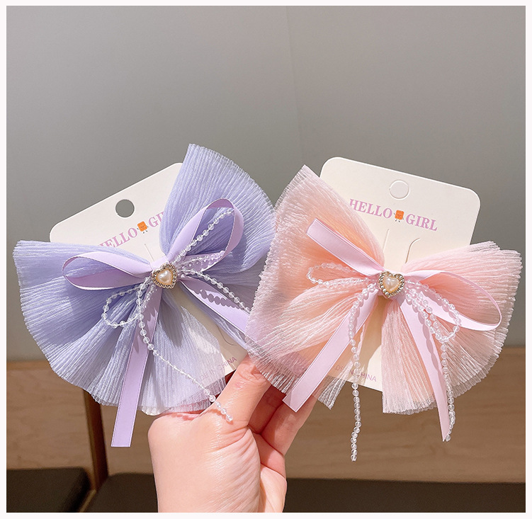 Girl's Cute Sweet Bow Knot Cloth Hair Clip display picture 3