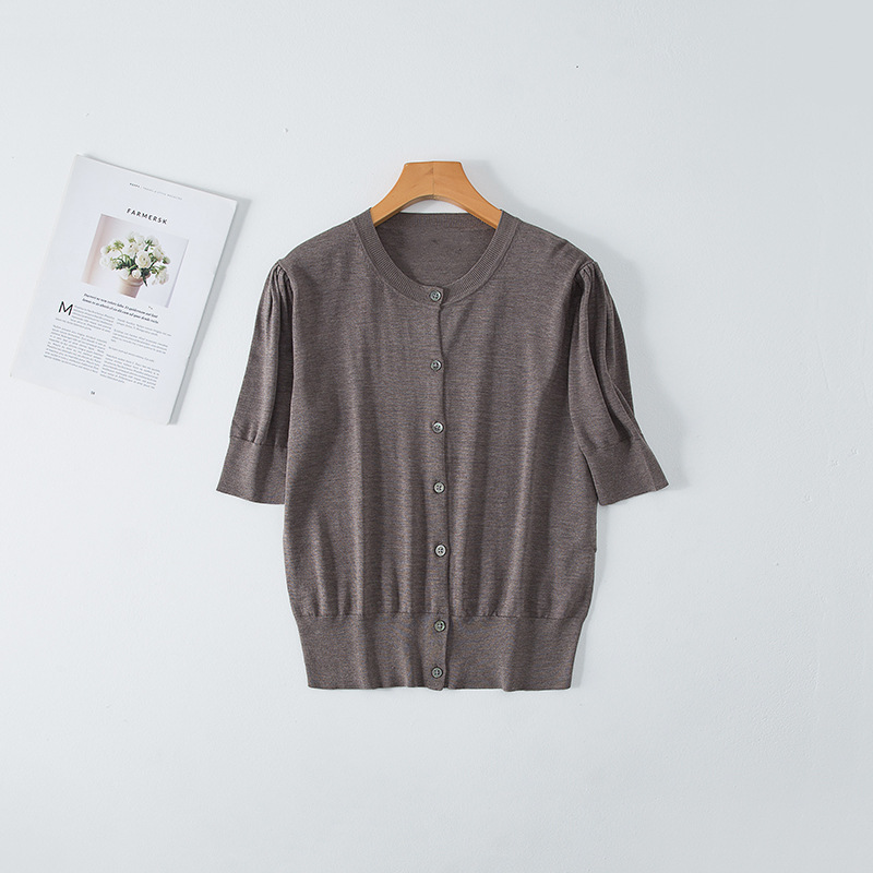 Summer thin short cardigan with a round collar
