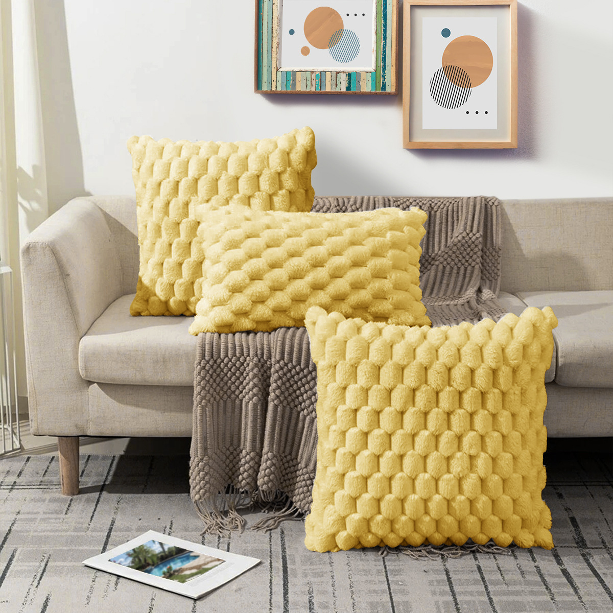 Funda de cojín de terciopelo jacquard dorado de color sólido al por mayor transfronterizo, funda de cojín lumbar tridimensional para sofá de oficina