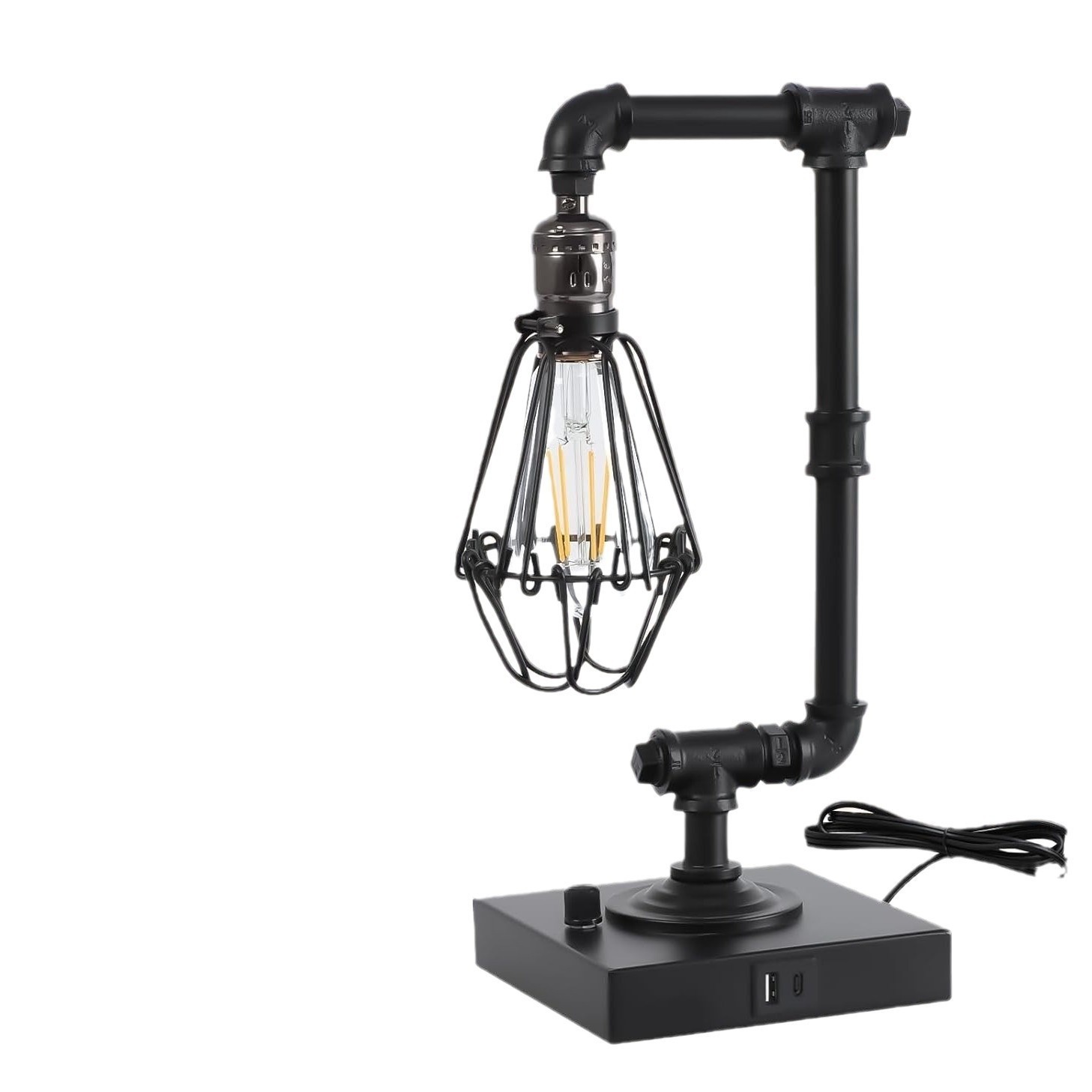 Lámparas transfronterizas Zhongshan retro industrial americana dormitorio lámpara de mesa bar lámpara de tubería de hierro forjado estilo industrial retro