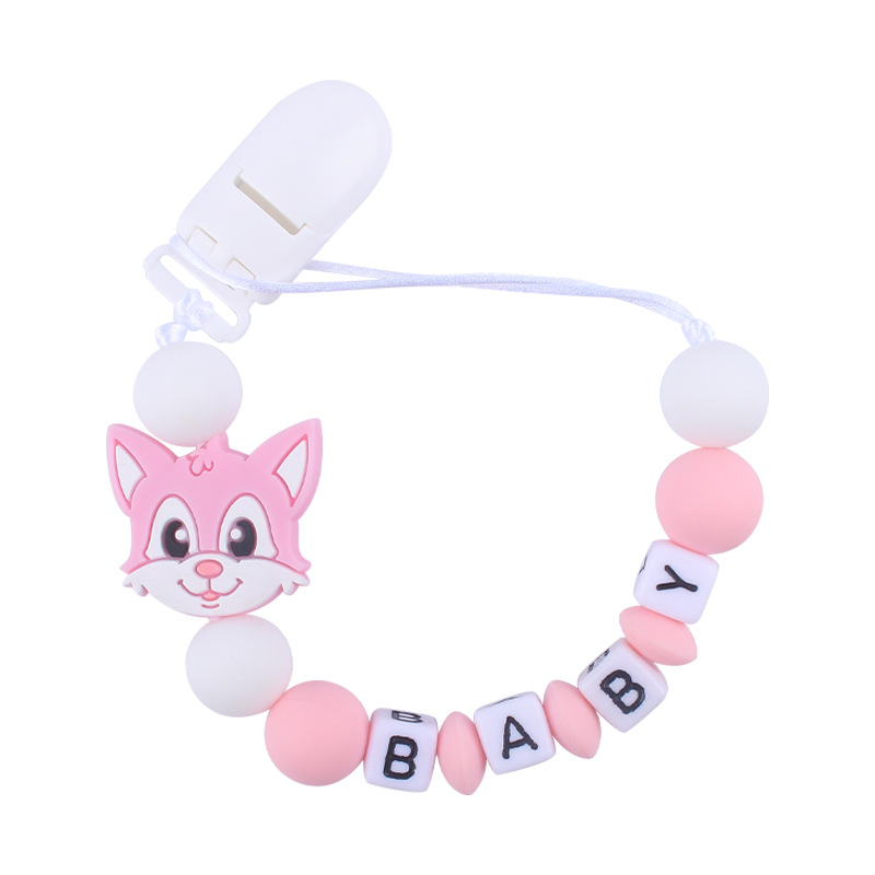 Nuevo bebé suministros chupete cadena bebé creativo dibujos animados animal gato silicona mordedura pegamento anti-gota cadena