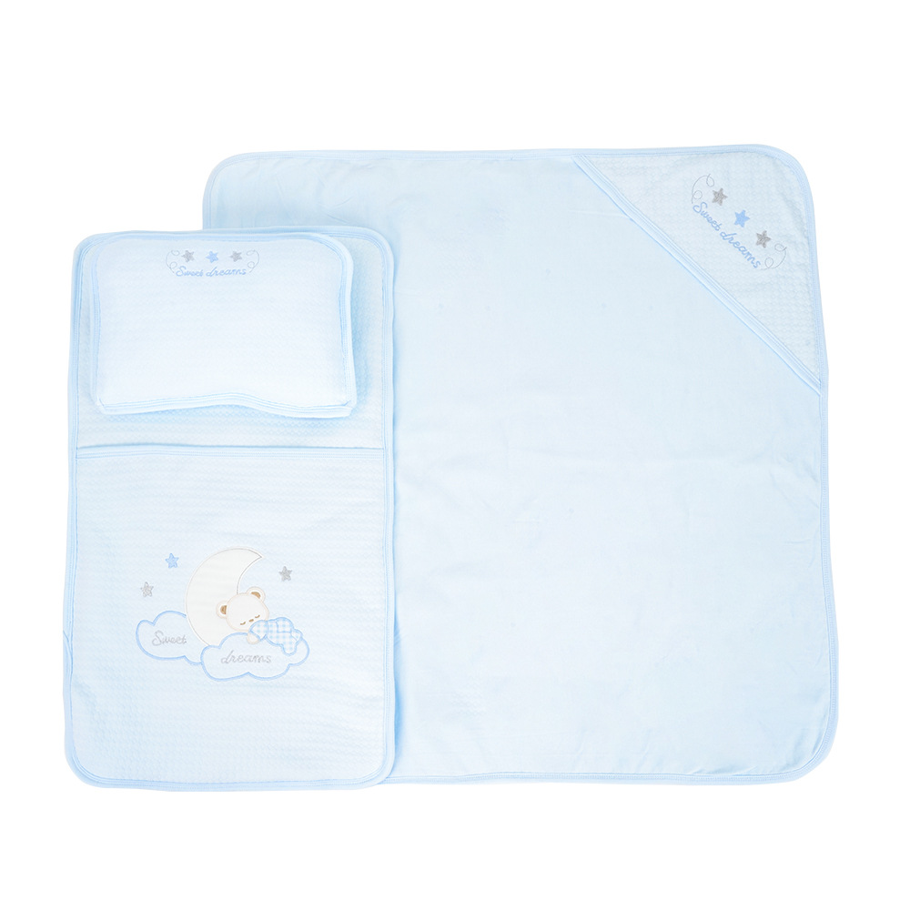 Sunnozy super suave ropa de cama para recién nacidos 3 piezas juego de artefactos para dormir bolsas de dormir bebés set de almohadas manta para bebés