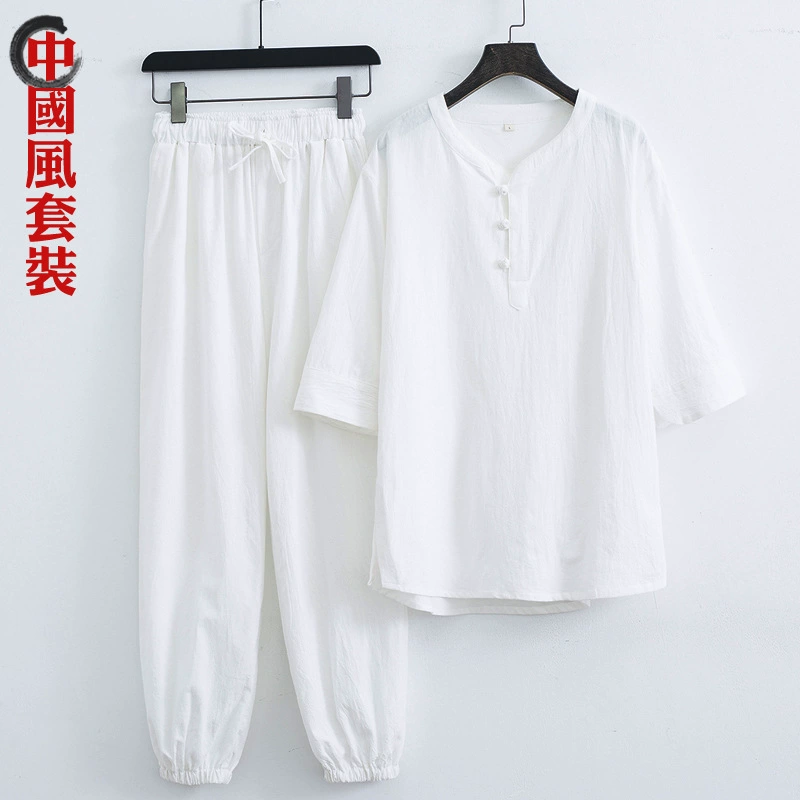 Спот летний китайский стиль хлопчатобумажный набор с короткими рукавами