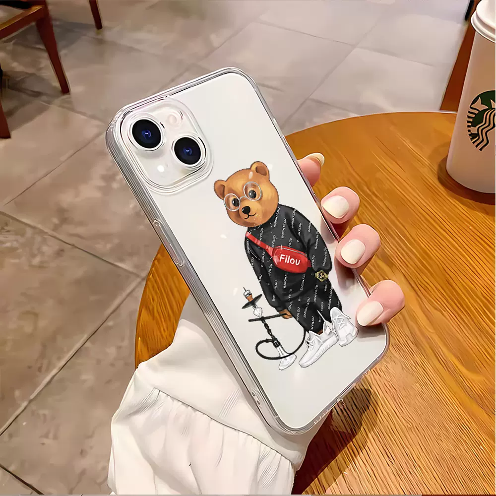 亚马逊潮牌熊iPhone16苹果15透明手机壳防摔耐磨个性保护套可批发