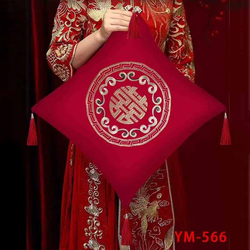 Cojín de boda, rojo festivo, símbolo de doble felicidad para recién casados, cojín para sofá, decoración para habitación nupcial, artículos para bodas chinas, símbolo de doble felicidad, boda image 13