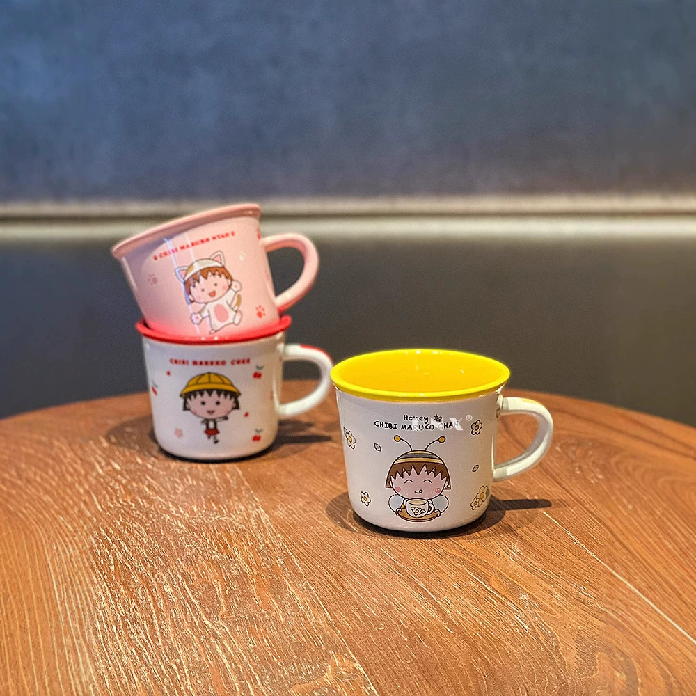 Кружка Chibi Maruko-chan, симпатичная кружка для девочек для домашнего завтрака, офисный милый подарок, керамическая кружка