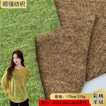 彩棉羊绒TR弹力人棉双色汗布粗针打底针织面料单面打底衫裙子外贸