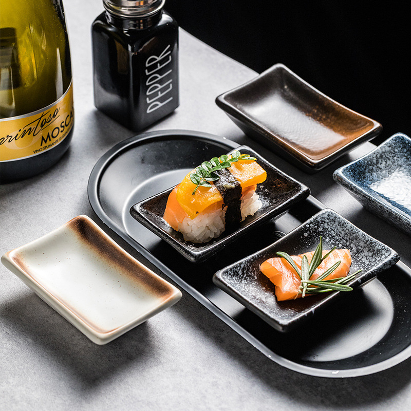 日本のレトロな風味のプレート、クリエイティブなセラミックスナックプレート、前菜プレート、レストラン鍋レストランの調味料ディッププレート|undefined