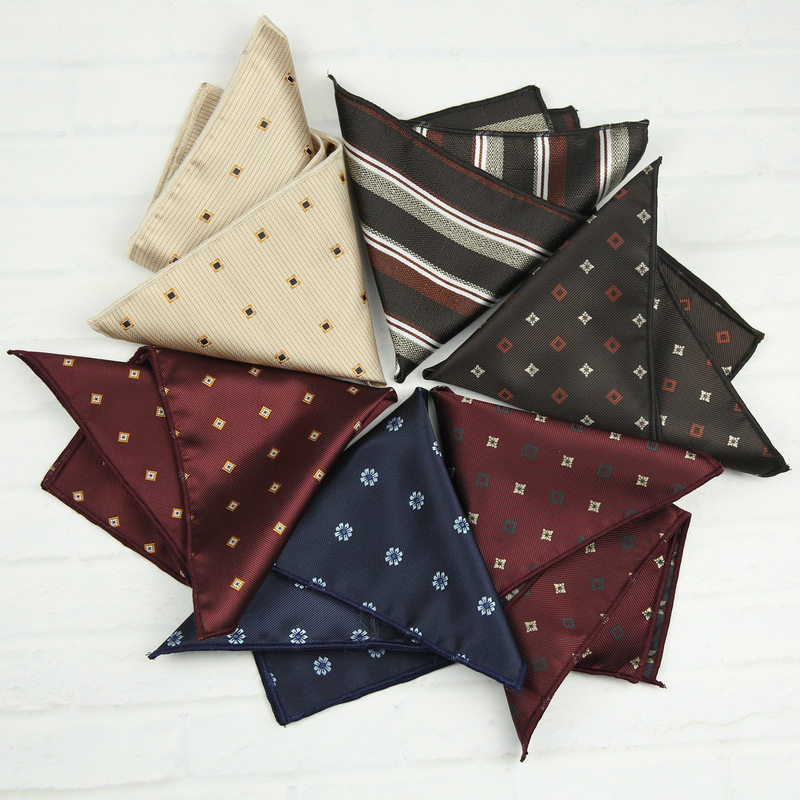 Pocket Square Suit Dress Chest Scarf Men's Business Formal British Korean Style Light Gold Coffee Color Pattern Small Square Scarf