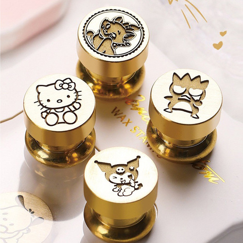 New product in June, laser mini fire paint seal, mini copper head, cartoon handbook, brass engraving seal head, wholesale
