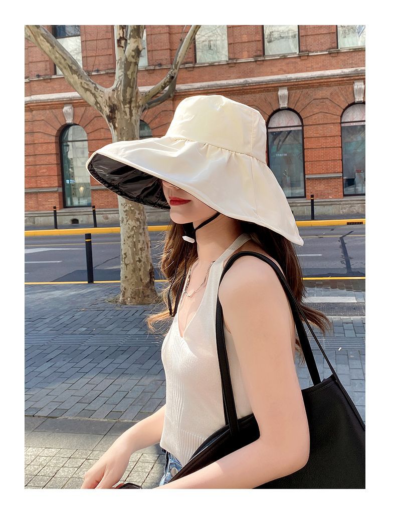 Summer UV resistant women s black rubber new versatile sunscreen western style face covering fisherman travel sun_voghion.com