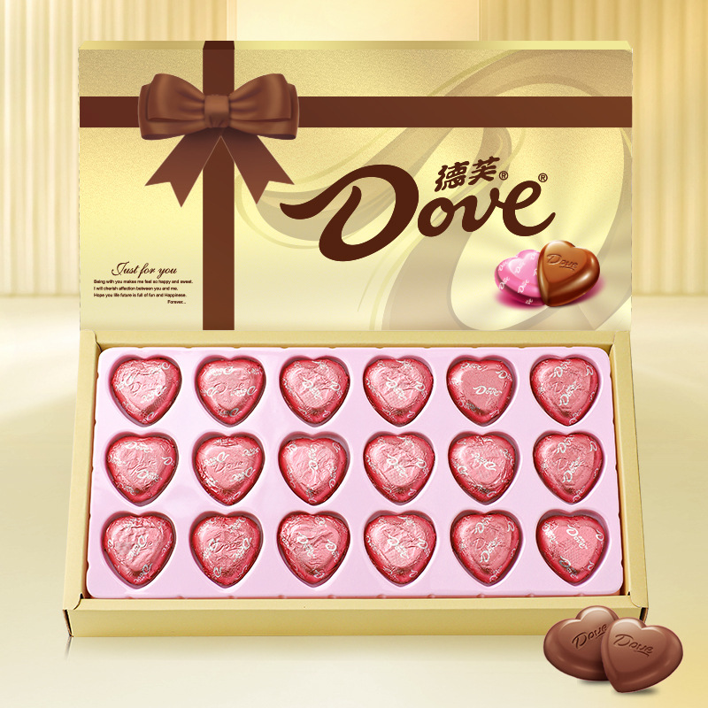 Dove Heart-Shaped Chocolate Gift Box with 18 Pieces - Valentine's Day Gift for Girlfriend, Confession Gift, Casual Snacks