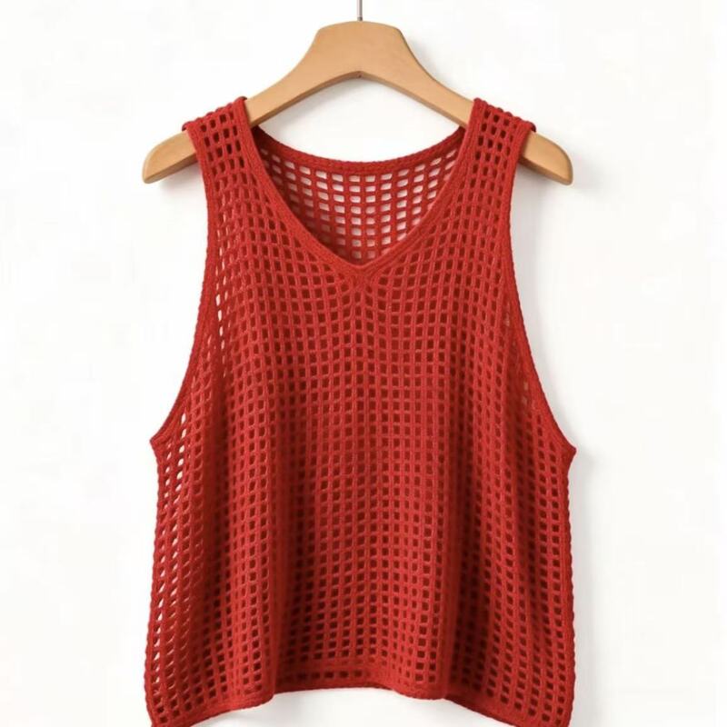 【Silk Cotton】High-Quality Knitted Hollow-Out Vest for Women, New Loose Korean-Style Mesh Vest for Spring and Summer 【Silk Cotton】High-Quality Knitted Hollow-Out Vest for Women, New Loose Korean-Style Mesh Vest for Spring and Summer