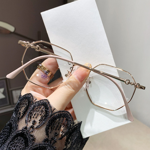 Blue Light Blocking Flat Frame Student Style Men's Fashion Myopia Glasses Bare Face Frame Slim Face Korean Version Myopia Finished Glasses for Women