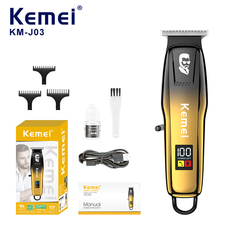Kemei cortador de pelo eléctrico KM-J03 cortador de pelo eléctrico de cabeza de aceite transfronterizo, cortador de pelo eléctrico especial, pantalla digital