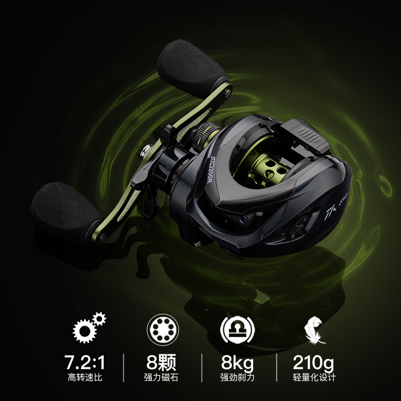 Navion nuevo ATD metal universal rueda de gota de agua anti-agua de mar tipo tambor Luya rebordear negro largo tiro rueda de pescado