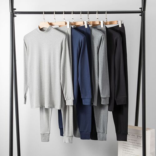 Autumn clothes and autumn trousers pure cotton men's thin cotton sweater pure cotton young and middle-aged thermal underwear set medium half turtleneck autumn and winter