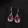 Multicoloured earrings, tourmaline zirconium, Korean style, cat's eye