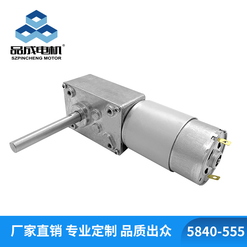 5840-555直流减速电机24V带自锁大扭力金属齿轮蜗轮蜗杆微型电机