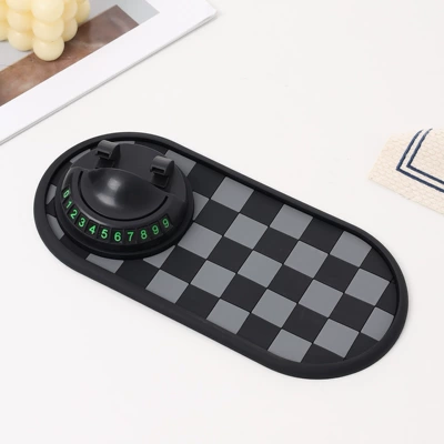 Anti-Slip Mat, Washable, Central Control: Anti-slip mat - oval-gray-plaid