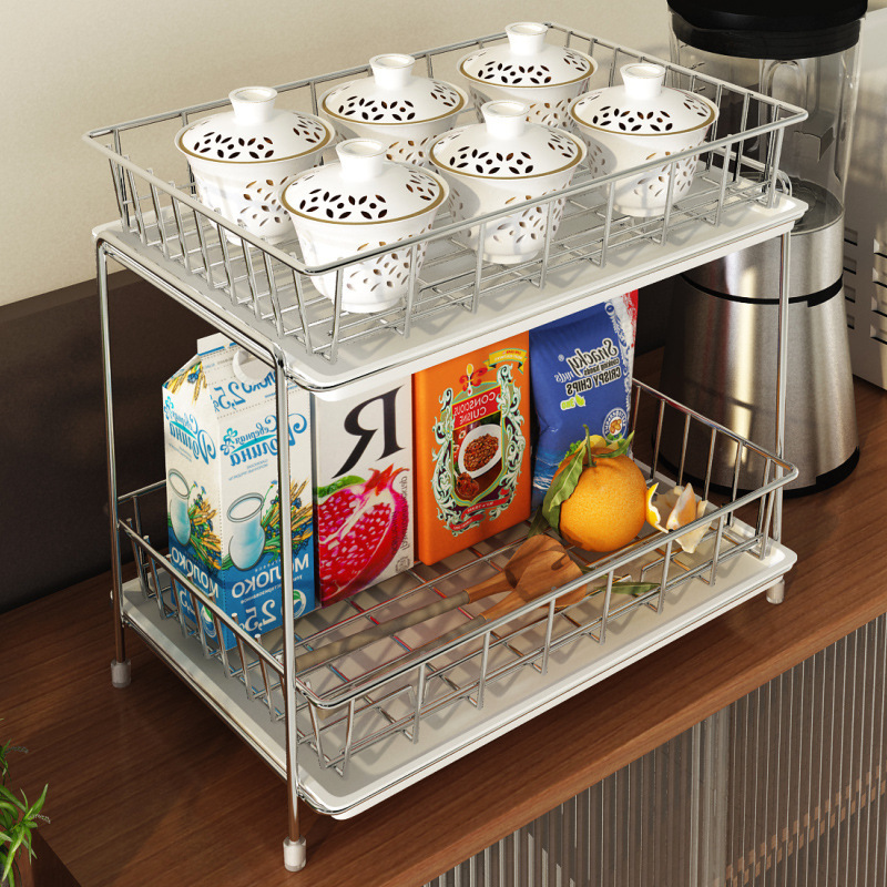 Water Cup Storage Rack for Holding Glass Cups, Tea Cup Rack, Draining Rack, Tray, Double-Layer Stainless Steel Wine Glass, Goblet